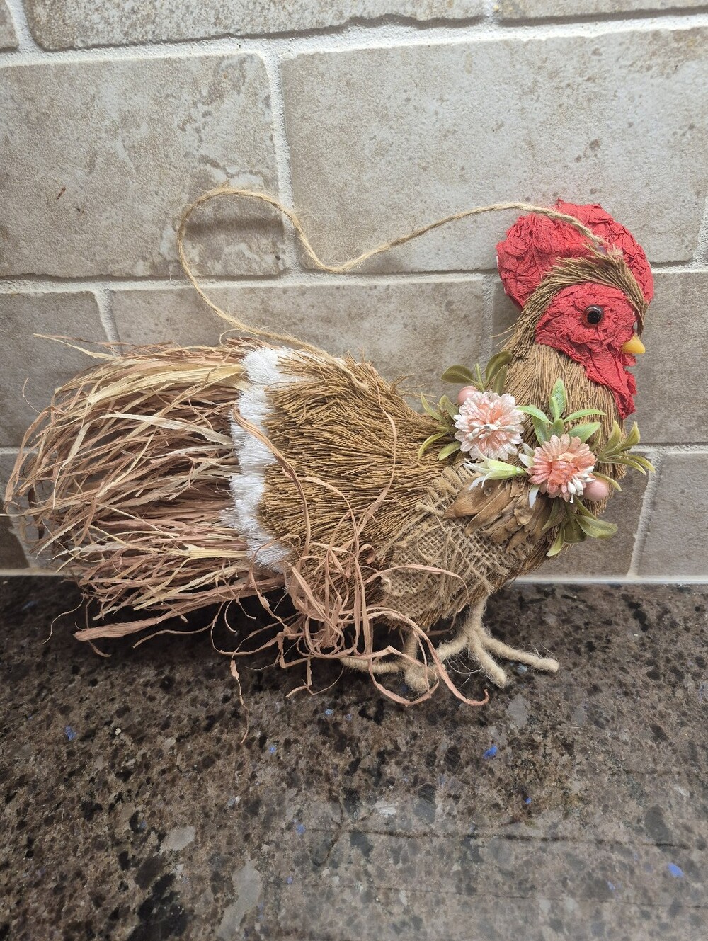 Rustic Red Rooster Décor with Floral Accent - Home Accents